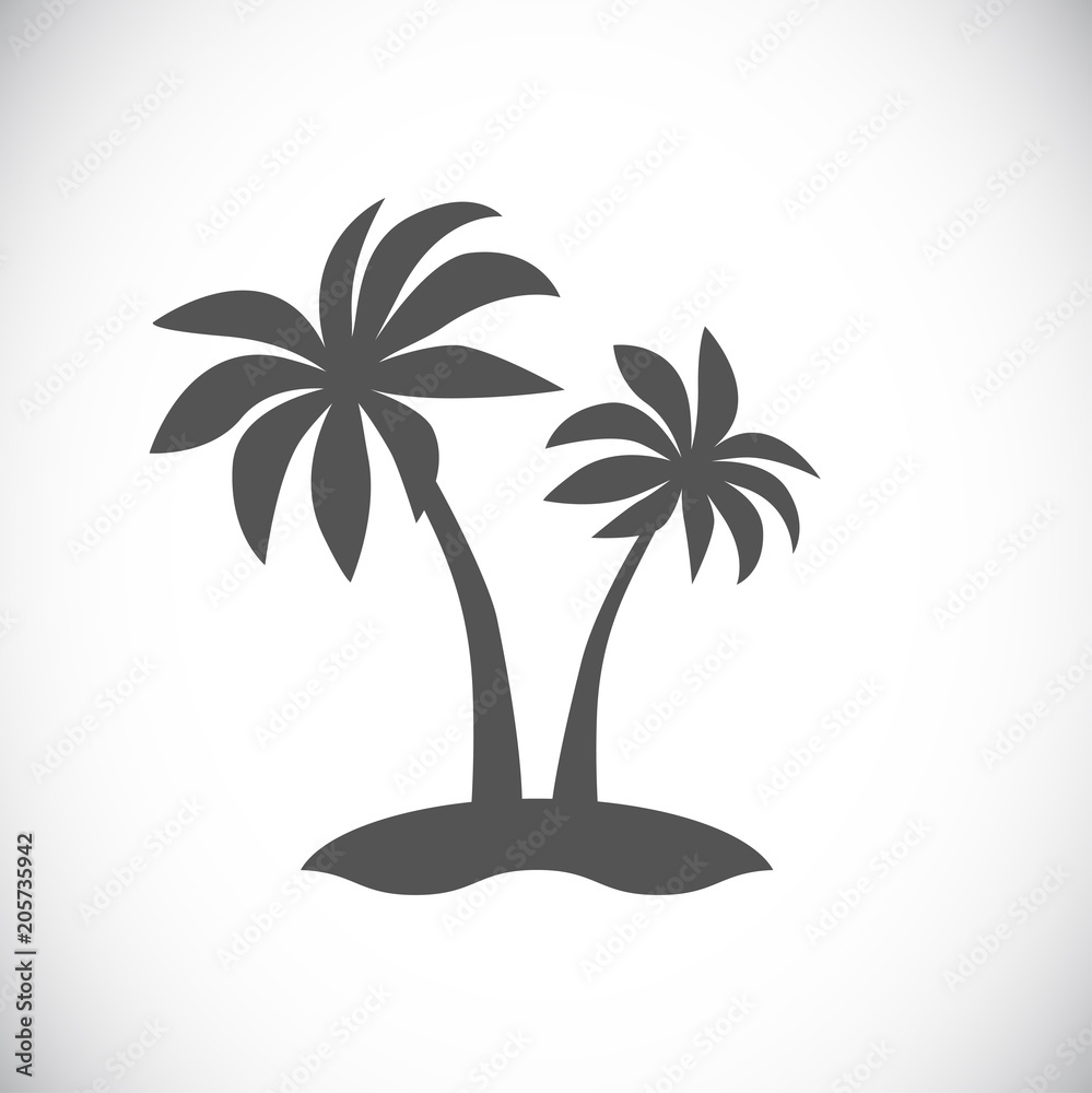 Wall mural palm tree on island icon