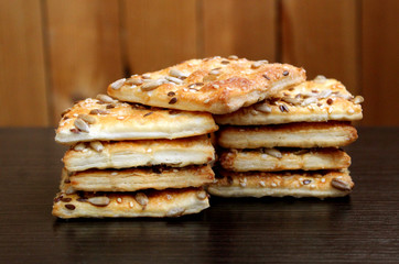 Square cookies with seeds