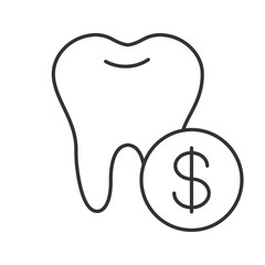 Dental services price linear icon