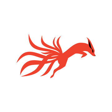 nine tails fox logo vector icon illustration