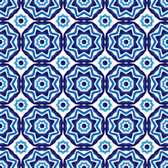 Ceramic tile pattern. Islamic, indian, arabic motifs. Damask seamless pattern. Porcelain ethnic bohemian background.  Abstract flower