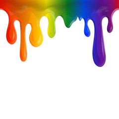 Abstract drops of paint in the color of a rainbow or community on a white background