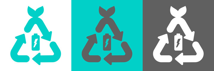 Battery recycling vector logo