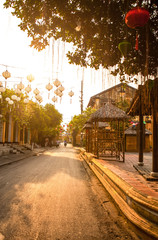 HOI AN, QUANG NAM, VIETNAM, April 26th, 2018: Beautiful early morning at street in Hoi an ancient...