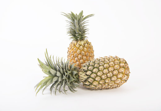 Ripe pineapple on white background. fruit for tropical.