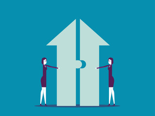 Fototapeta premium Cooperation, Business team and partner help together. Vector business illustration concept, Working character cartoon.