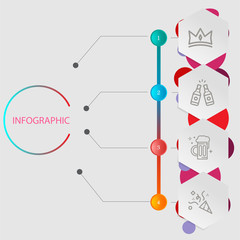 Birthday and party infographic with icon 4 step, for presentatio