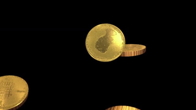 4k Golden coins falling down background,economic gold money currency success finance rich wealth,commercial wealthy cash backdrop.
