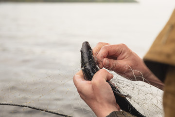 fishing nets on a boat