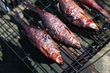 smoked fish cooked in a small smoker