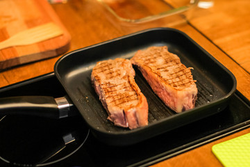 grilled veal grilled steak, grilled meat grill in selective focus