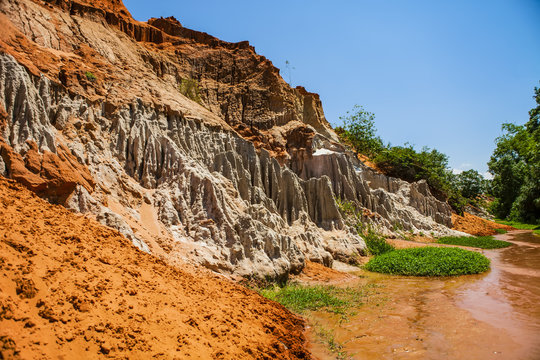 Fairy Stream Canyon Red river between rocks and jungle Mui Ne Vietnam