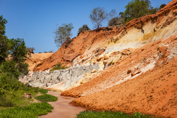 Fairy Stream Canyon Red river between rocks and jungle Mui Ne Vietnam