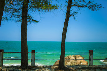 Beautiful beach with blue sky in Mui Ne, Binh Thuan province, Vietnam