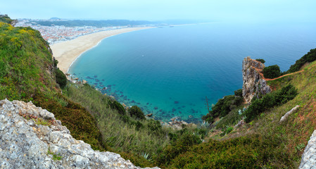 Fototapeta na wymiar Nazare coast panorama (Portugal).