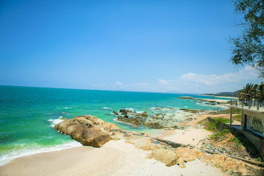 Beautiful beach with blue sky in Mui Ne, Binh Thuan province, Vietnam