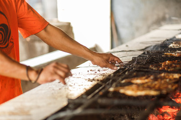 fry seafood on a grill