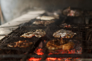 fry seafood on a grill