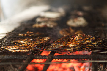 fry seafood on a grill