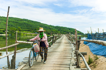 TUY HOA, PHU YEN, VIETNAM, April 14th, 2018: Ong Cop bridge woods Phu Yen, Vietnam