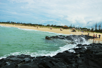 wonderful beach with mountain around, fresh air, nice view for Asian travel, ecology environment at sea area, Phu Yen have many tourist scene for at Viet Nam