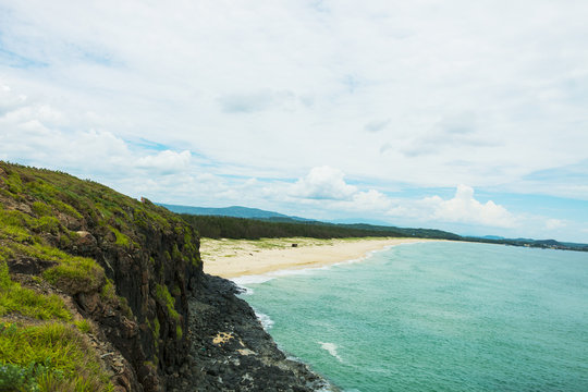 wonderful beach with mountain around, fresh air, nice view for Asian travel, ecology environment at sea area, Phu Yen have many tourist scene for at Viet Nam
