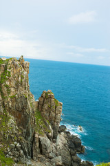 Pristine sea with rocky cliff at Dai Lanh cape point, Mui Dien, Phu Yen province, easternmost of Viet nam