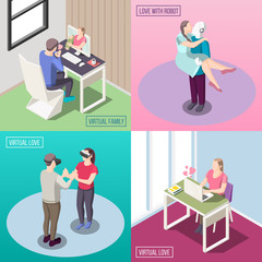Virtual Love Isometric Design Concept