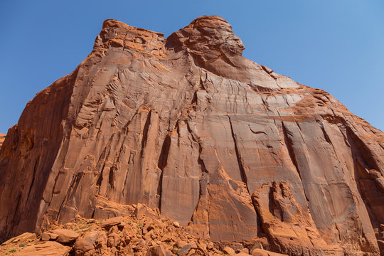 View on Flying eagle, red rock formation in Navajo Tribal Park.