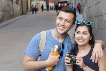 Couple having a great time abroad