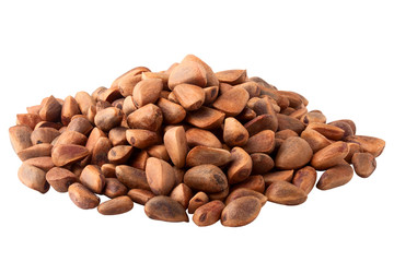 cedar nuts, isolated on white background, full depth of field, clipping path