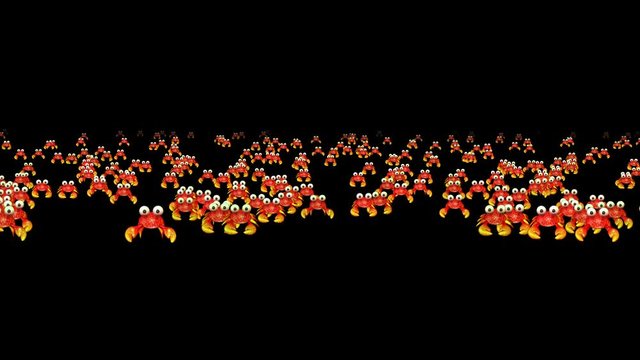 4k group of cartoon crabs crawl,ocean aquatic crustaceans animals,creatures,children's comics toys.