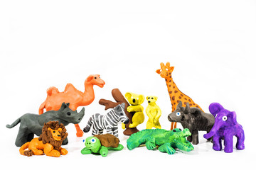 Play Clay World. Figures made from plasticine. Wild nature.