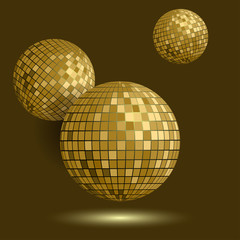 Set of the golden disco balls