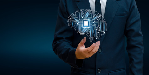 concept of thinking.background with brain CPU Mind series technology symbols  subject of computer...