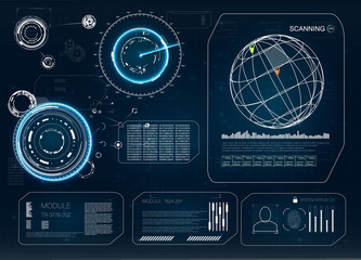 Hud. Illustration with hud for game background design. Digital data, business abstract background. Hud ui. 