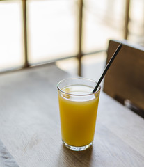 Glass of fresh orange juice.