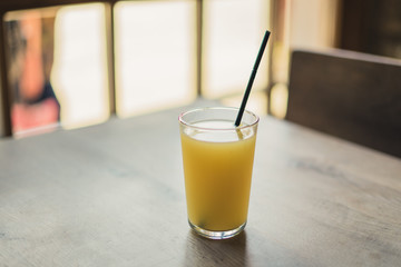 Glass of fresh orange juice.
