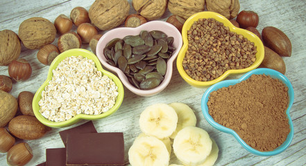 Products containing magnesium. Healthy food.
