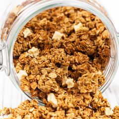 Apple Cinnamon Granola Breakfast. Selective focus.