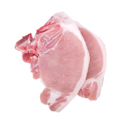 Fresh Pork Steak, isolated on a white background. Raw meat steak