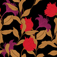 Abstract elegance pattern with floral background.