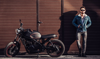 Biker with modern motorcycle