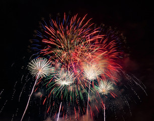 Abstract colored firework background used for overlay new year festival