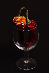 Two hot red dry peppers