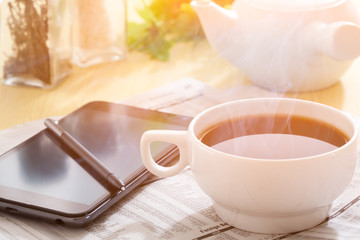 Smartphone and coffee