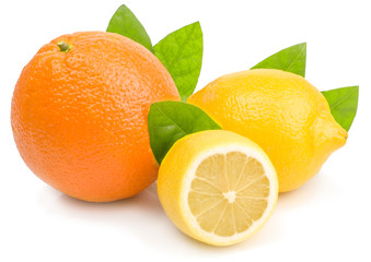 citrus (lemon, grapefruit) - isolated on white background