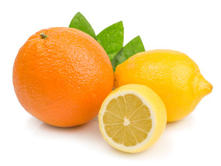 citrus (lemon, grapefruit) - isolated on white background