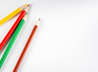Color pencils on a white background