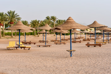 Beach on the shore of the Red Sea, summer vacation, tourism